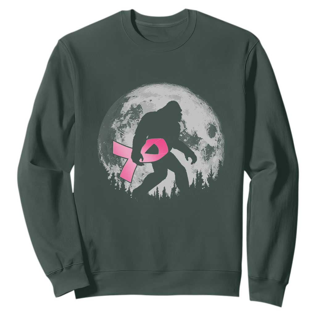 Bigfoot Pink Ribbon Breast Cancer Awareness Sweatshirt TS10 Dark Forest Green Print Your Wear