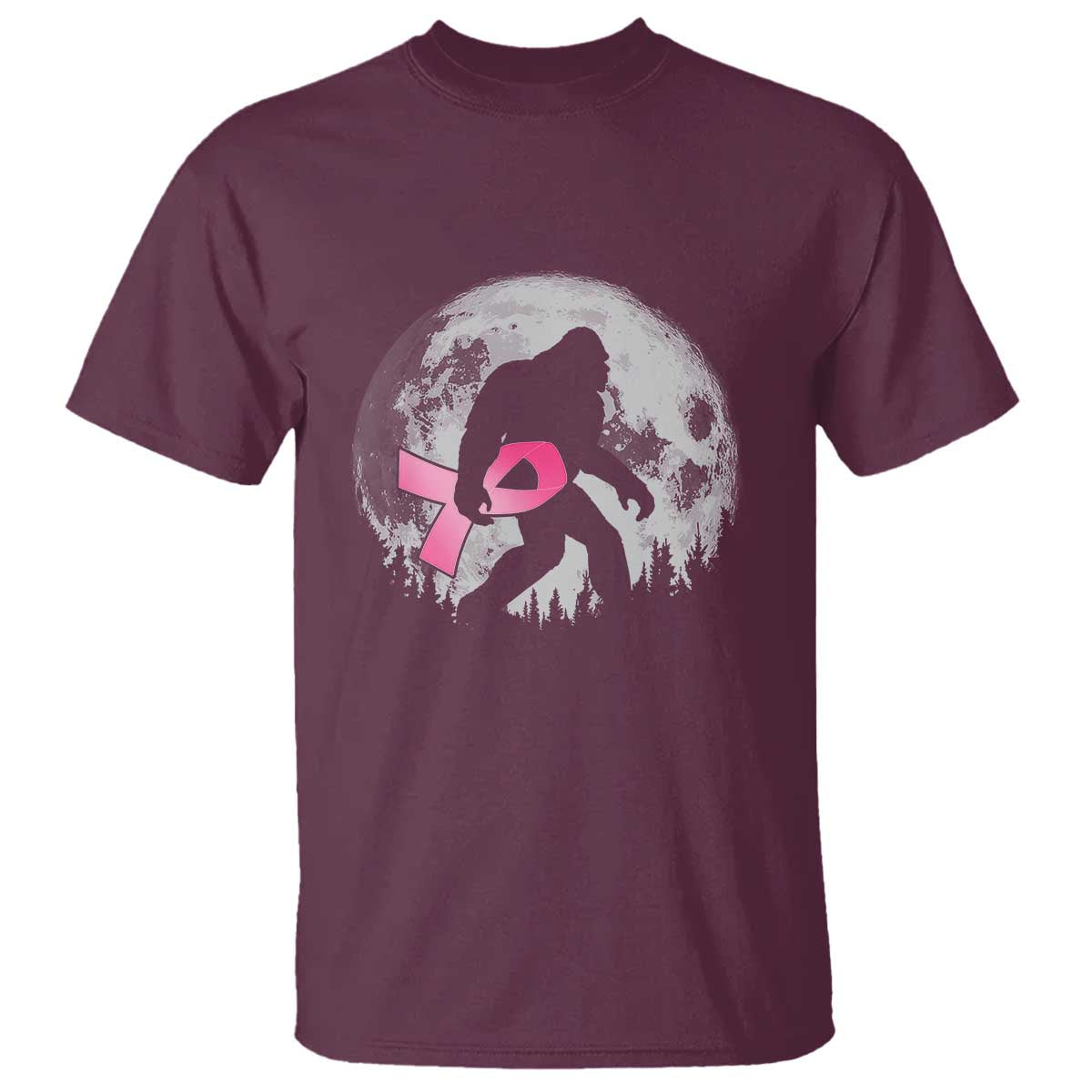 Bigfoot Pink Ribbon Breast Cancer Awareness T Shirt TS10 Maroon Print Your Wear