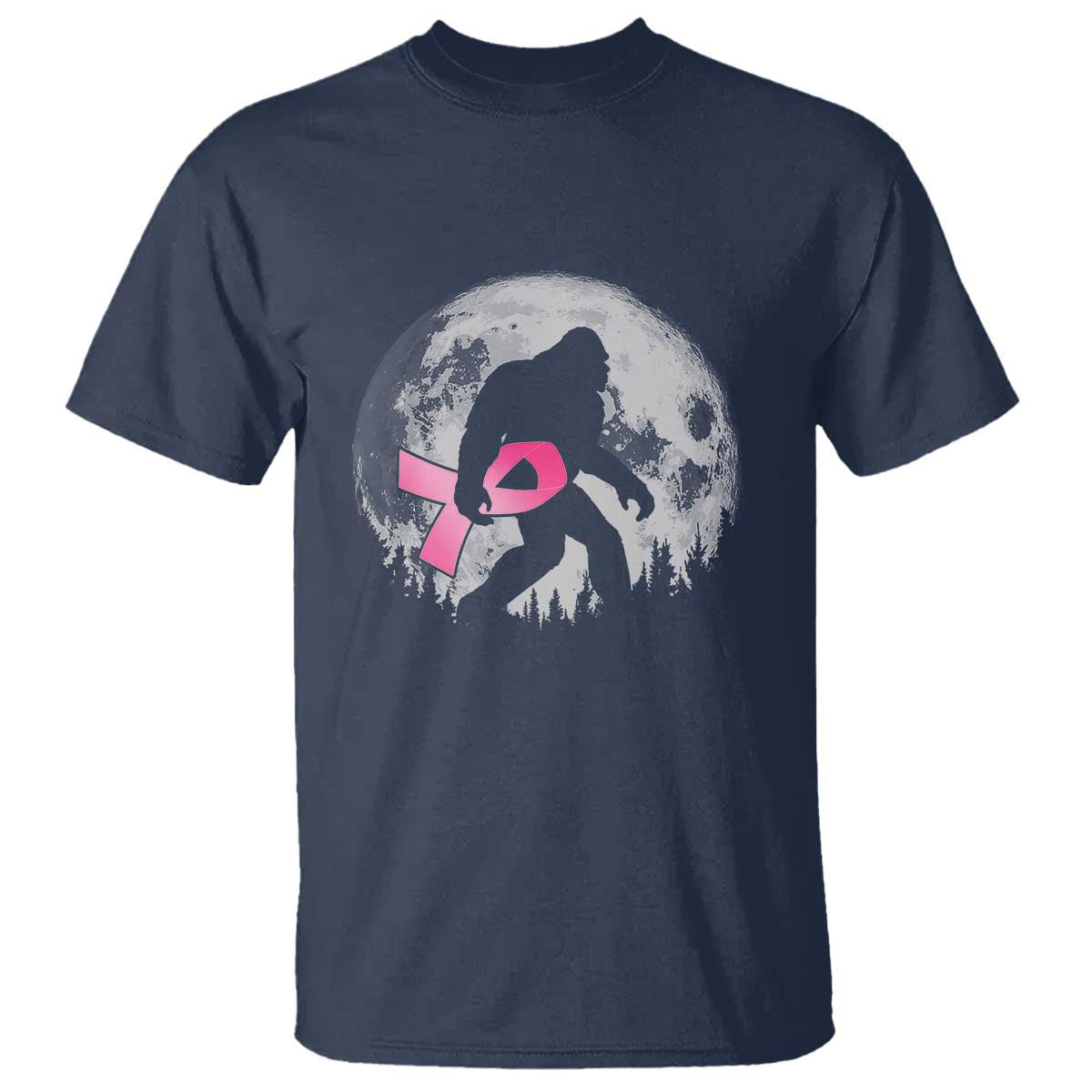 Bigfoot Pink Ribbon Breast Cancer Awareness T Shirt TS10 Navy Print Your Wear