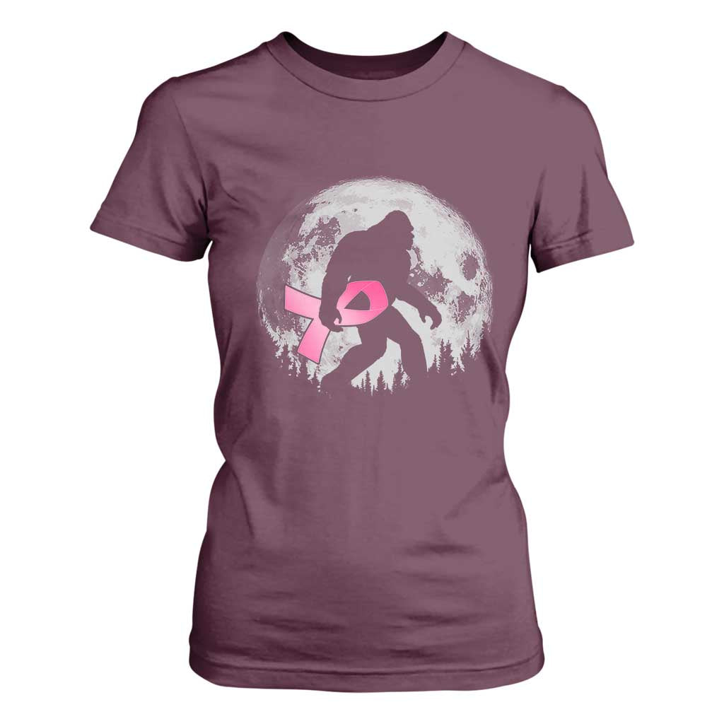 Bigfoot Pink Ribbon Breast Cancer Awareness T Shirt For Women TS10 Maroon Print Your Wear