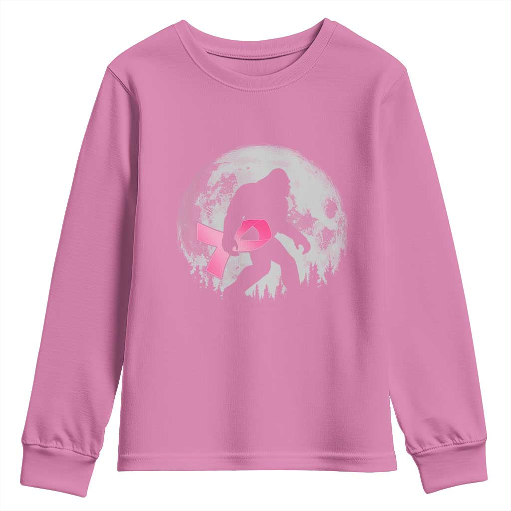 Bigfoot Pink Ribbon Breast Cancer Awareness Youth Sweatshirt TS10 Azalea Print Your Wear
