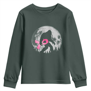 Bigfoot Pink Ribbon Breast Cancer Awareness Youth Sweatshirt TS10 Dark Forest Green Print Your Wear