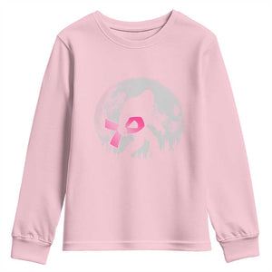 Bigfoot Pink Ribbon Breast Cancer Awareness Youth Sweatshirt TS10 Light Pink Print Your Wear