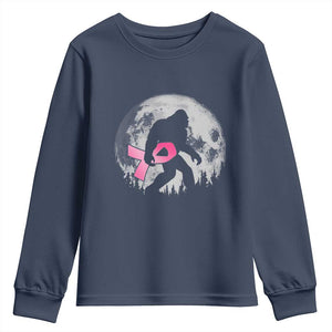 Bigfoot Pink Ribbon Breast Cancer Awareness Youth Sweatshirt TS10 Navy Print Your Wear