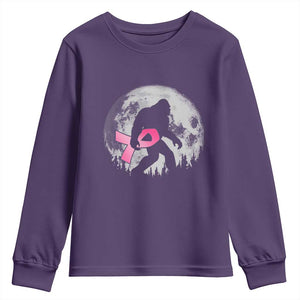 Bigfoot Pink Ribbon Breast Cancer Awareness Youth Sweatshirt TS10 Purple Print Your Wear