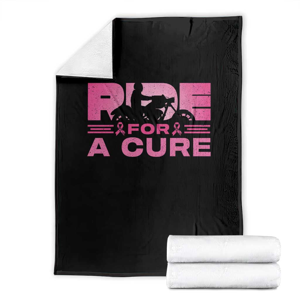 Breast Cancer Motorcycle Throw Blanket Pink Ribbon Ride For A Cure TS10 Black Print Your Wear