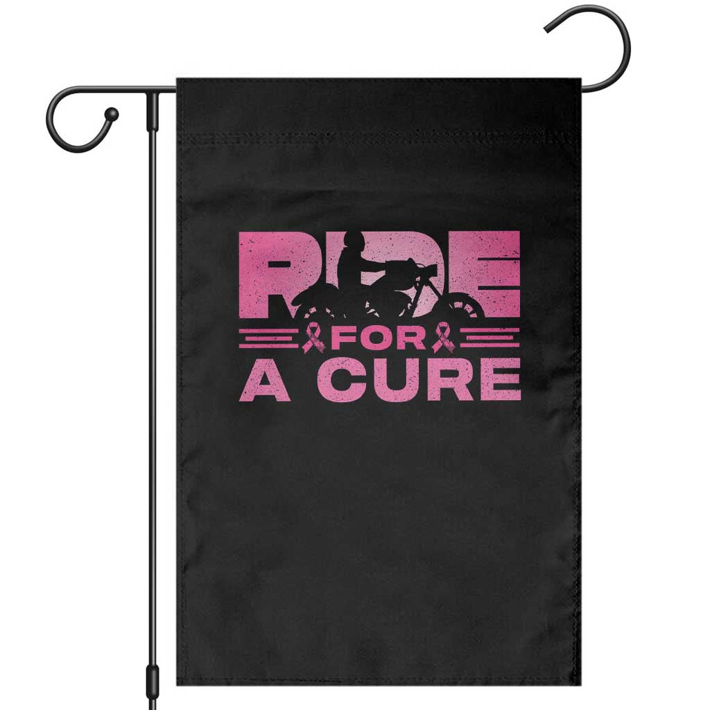 Breast Cancer Motorcycle Garden Flag Pink Ribbon Ride For A Cure TS10 Black Print Your Wear