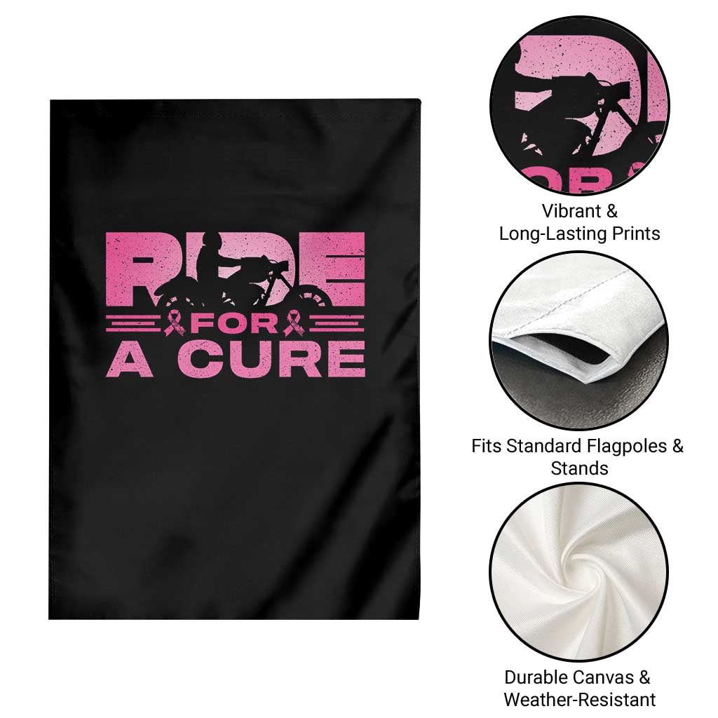 Breast Cancer Motorcycle Garden Flag Pink Ribbon Ride For A Cure TS10 Print Your Wear