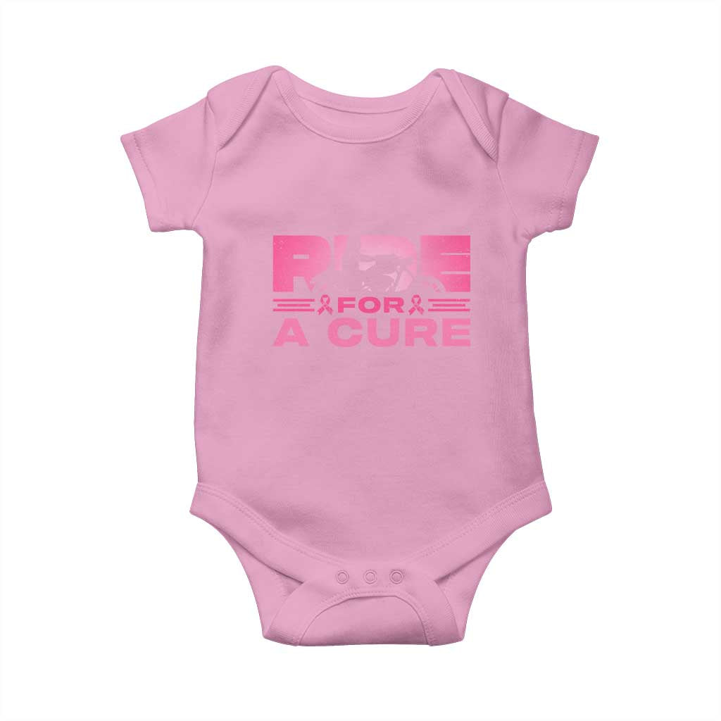 Breast Cancer Motorcycle Baby Onesie Pink Ribbon Ride For A Cure TS10 Light Pink Print Your Wear