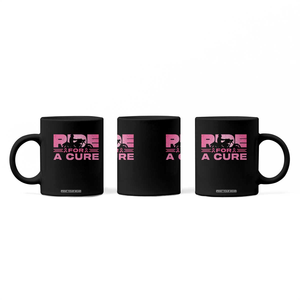 Breast Cancer Motorcycle Coffee Mug Pink Ribbon Ride For A Cure TS10 Print Your Wear