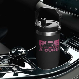 Breast Cancer Motorcycle Flip Straw Tumbler Pink Ribbon Ride For A Cure TS10 Print Your Wear