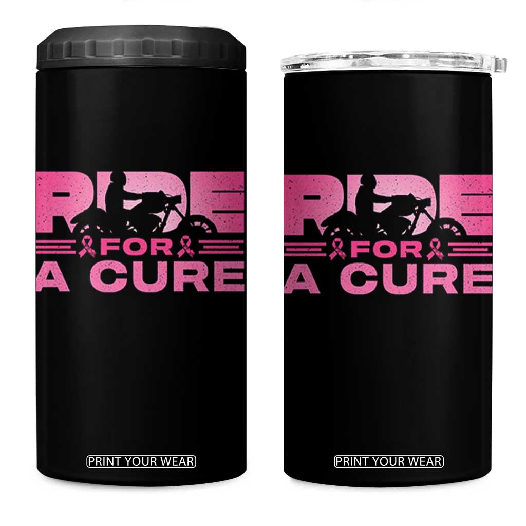 Breast Cancer Motorcycle 4 in 1 Can Cooler Tumbler Pink Ribbon Ride For A Cure TS10 One Size: 16 oz Black Print Your Wear