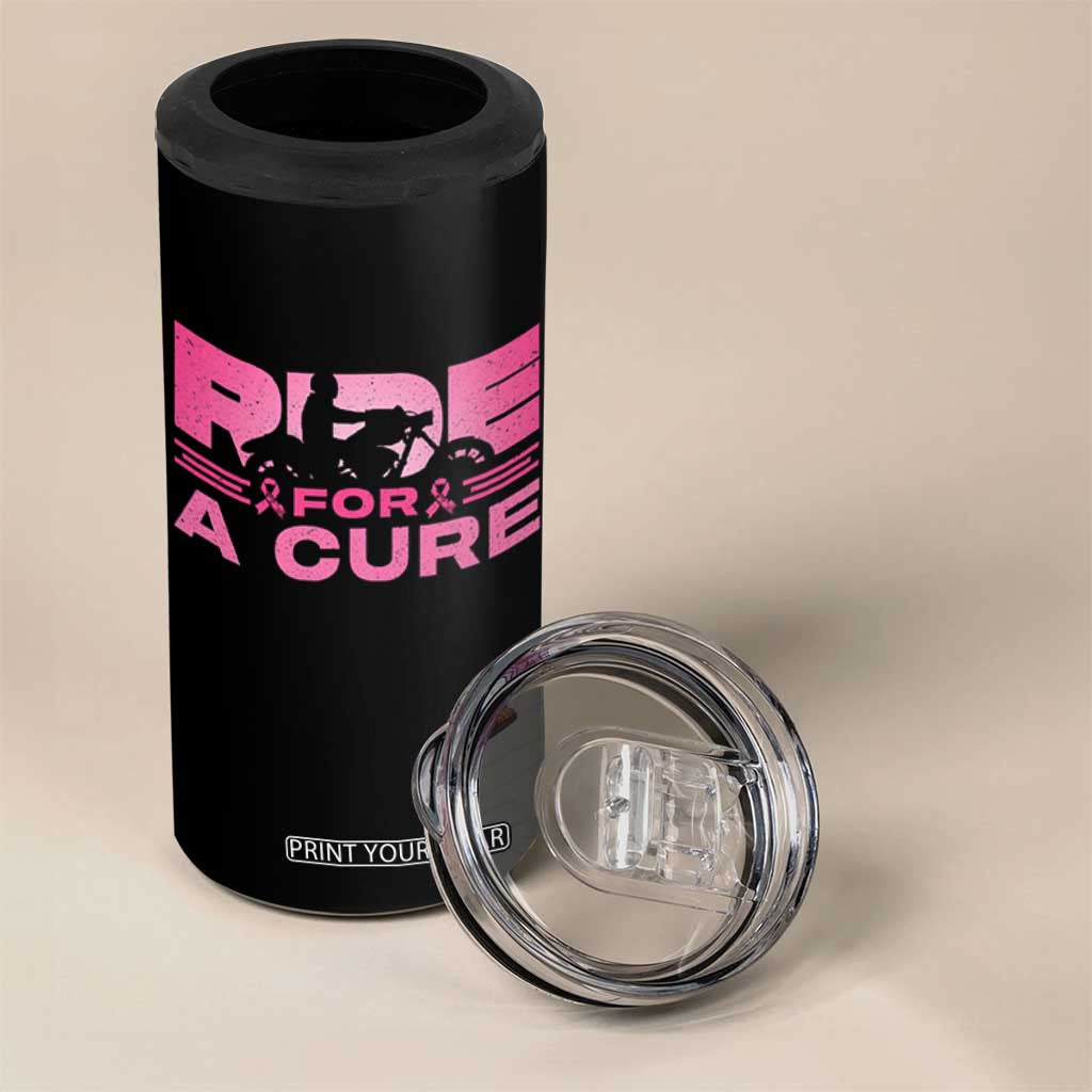 Breast Cancer Motorcycle 4 in 1 Can Cooler Tumbler Pink Ribbon Ride For A Cure TS10 Print Your Wear