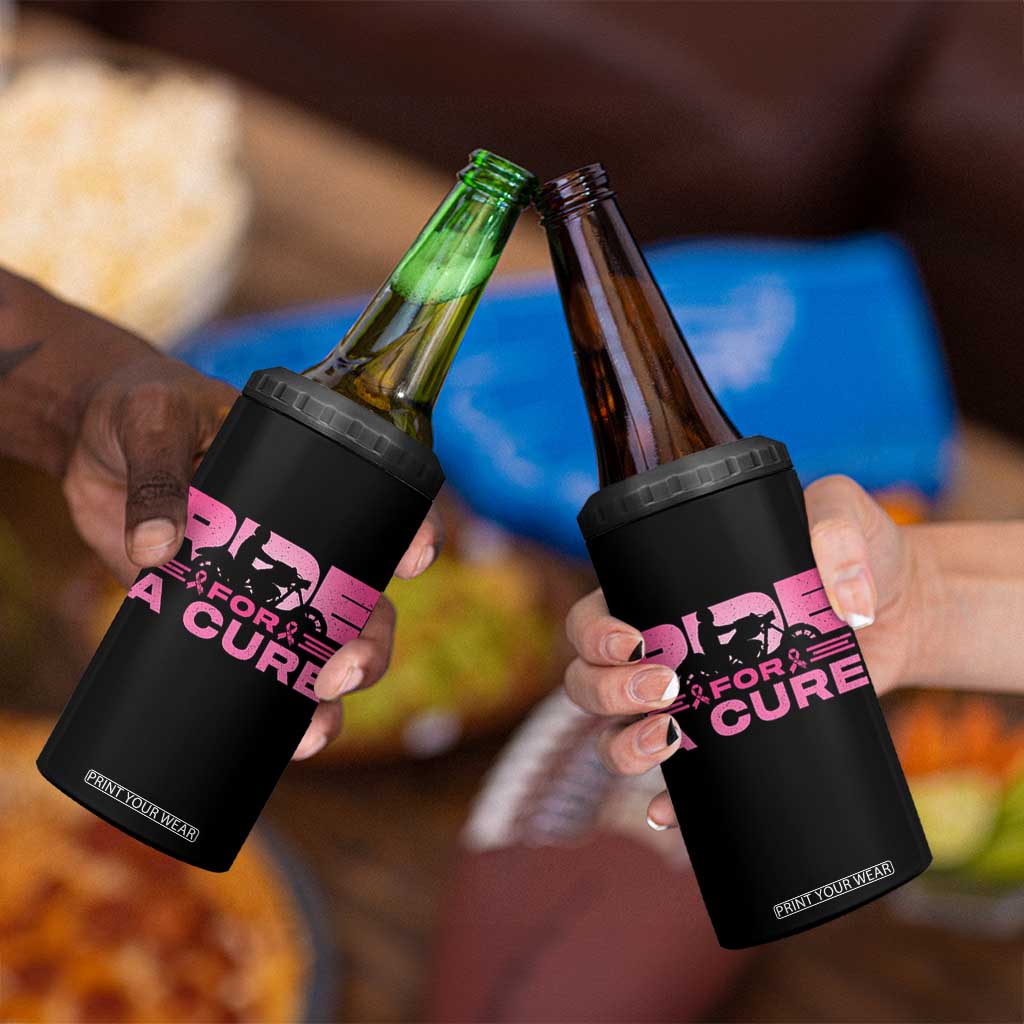 Breast Cancer Motorcycle 4 in 1 Can Cooler Tumbler Pink Ribbon Ride For A Cure TS10 Print Your Wear
