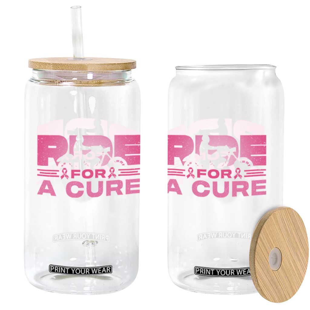 Breast Cancer Motorcycle Glass Can Pink Ribbon Ride For A Cure TS10 Print Your Wear