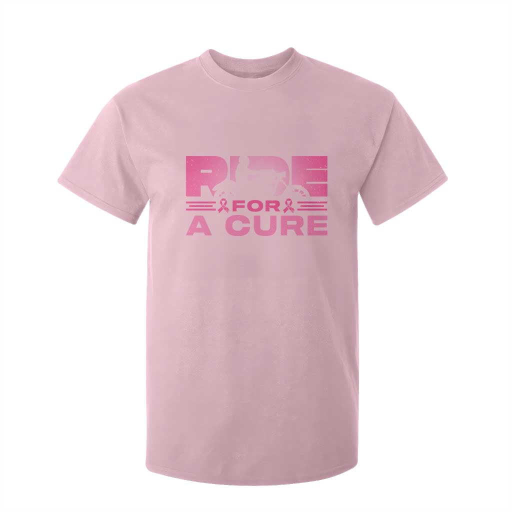 Breast Cancer Motorcycle T Shirt For Kid Pink Ribbon Ride For A Cure TS10 Light Pink Print Your Wear