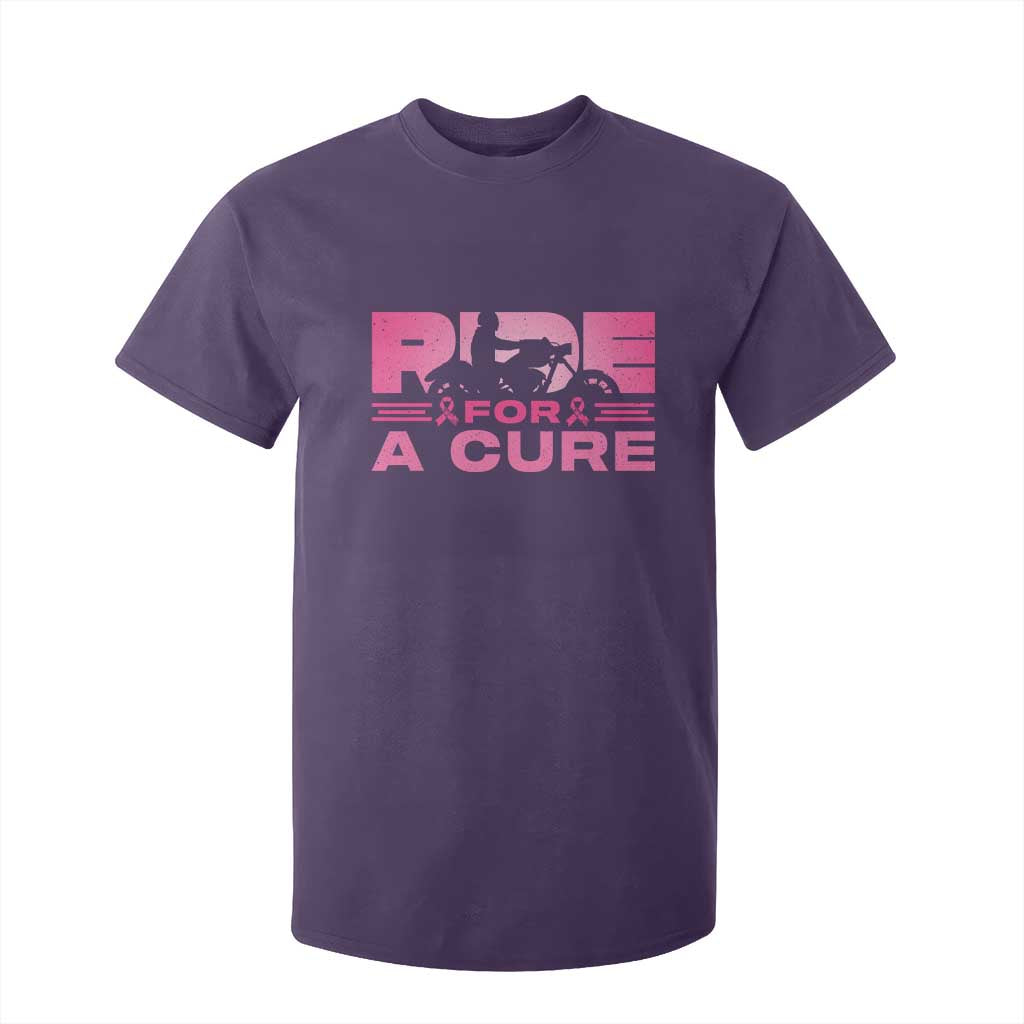 Breast Cancer Motorcycle T Shirt For Kid Pink Ribbon Ride For A Cure TS10 Purple Print Your Wear