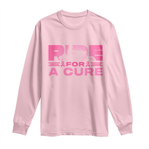 Breast Cancer Motorcycle Long Sleeve Shirt Pink Ribbon Ride For A Cure TS10 Light Pink Print Your Wear