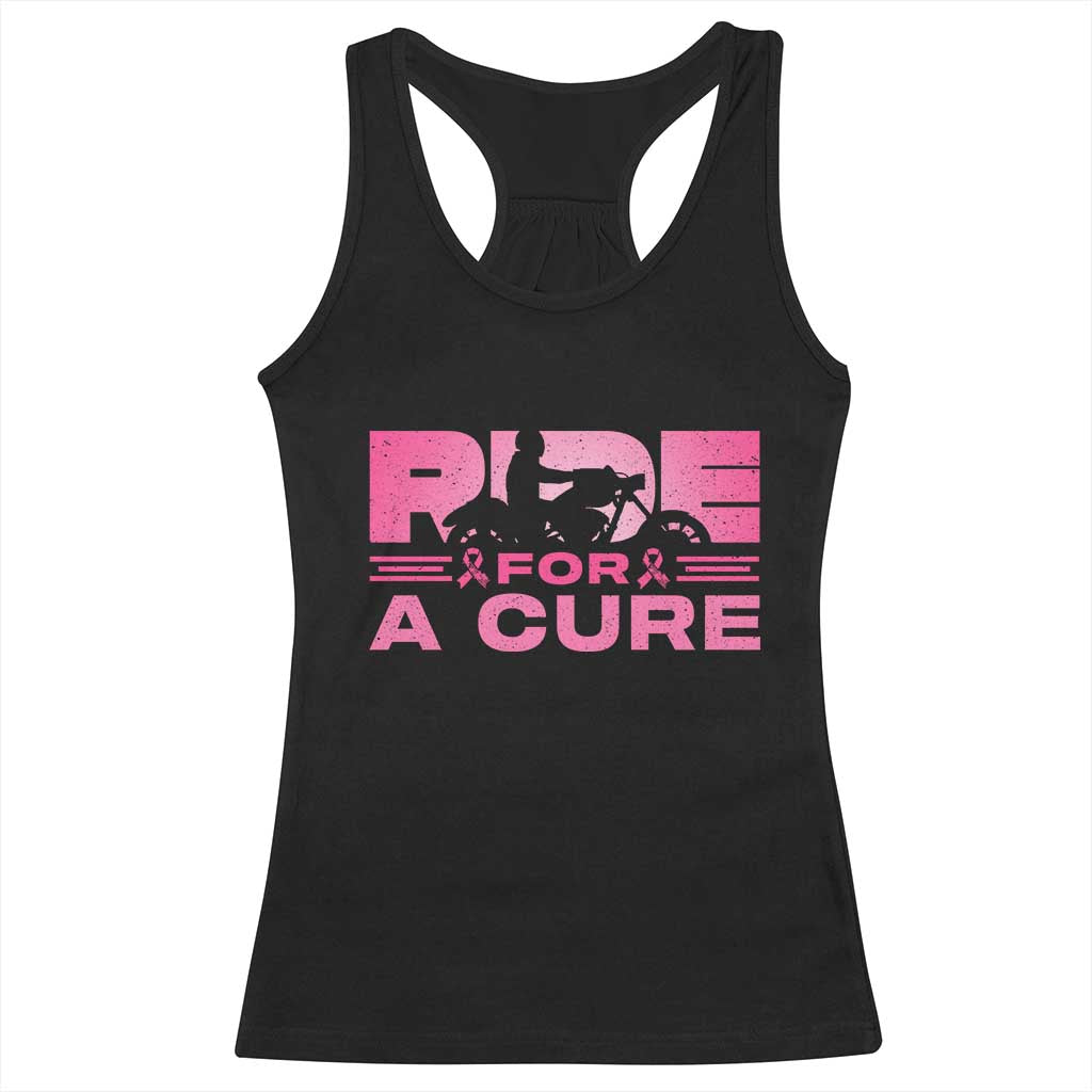 Breast Cancer Motorcycle Racerback Tank Top Pink Ribbon Ride For A Cure TS10 Black Print Your Wear