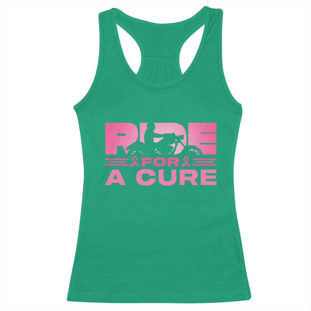 Breast Cancer Motorcycle Racerback Tank Top Pink Ribbon Ride For A Cure TS10 Irish Green Print Your Wear