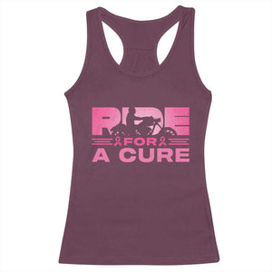 Breast Cancer Motorcycle Racerback Tank Top Pink Ribbon Ride For A Cure TS10 Maroon Print Your Wear