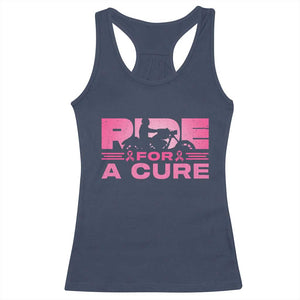Breast Cancer Motorcycle Racerback Tank Top Pink Ribbon Ride For A Cure TS10 Navy Print Your Wear