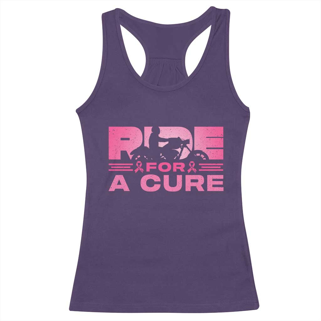 Breast Cancer Motorcycle Racerback Tank Top Pink Ribbon Ride For A Cure TS10 Purple Print Your Wear
