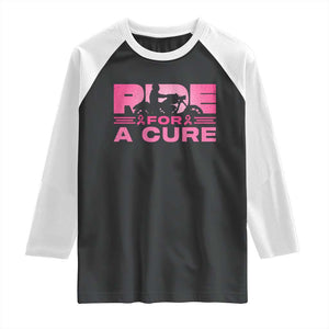 Breast Cancer Motorcycle Raglan Shirt Pink Ribbon Ride For A Cure TS10 Black White Print Your Wear