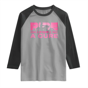 Breast Cancer Motorcycle Raglan Shirt Pink Ribbon Ride For A Cure TS10 Sport Gray Black Print Your Wear