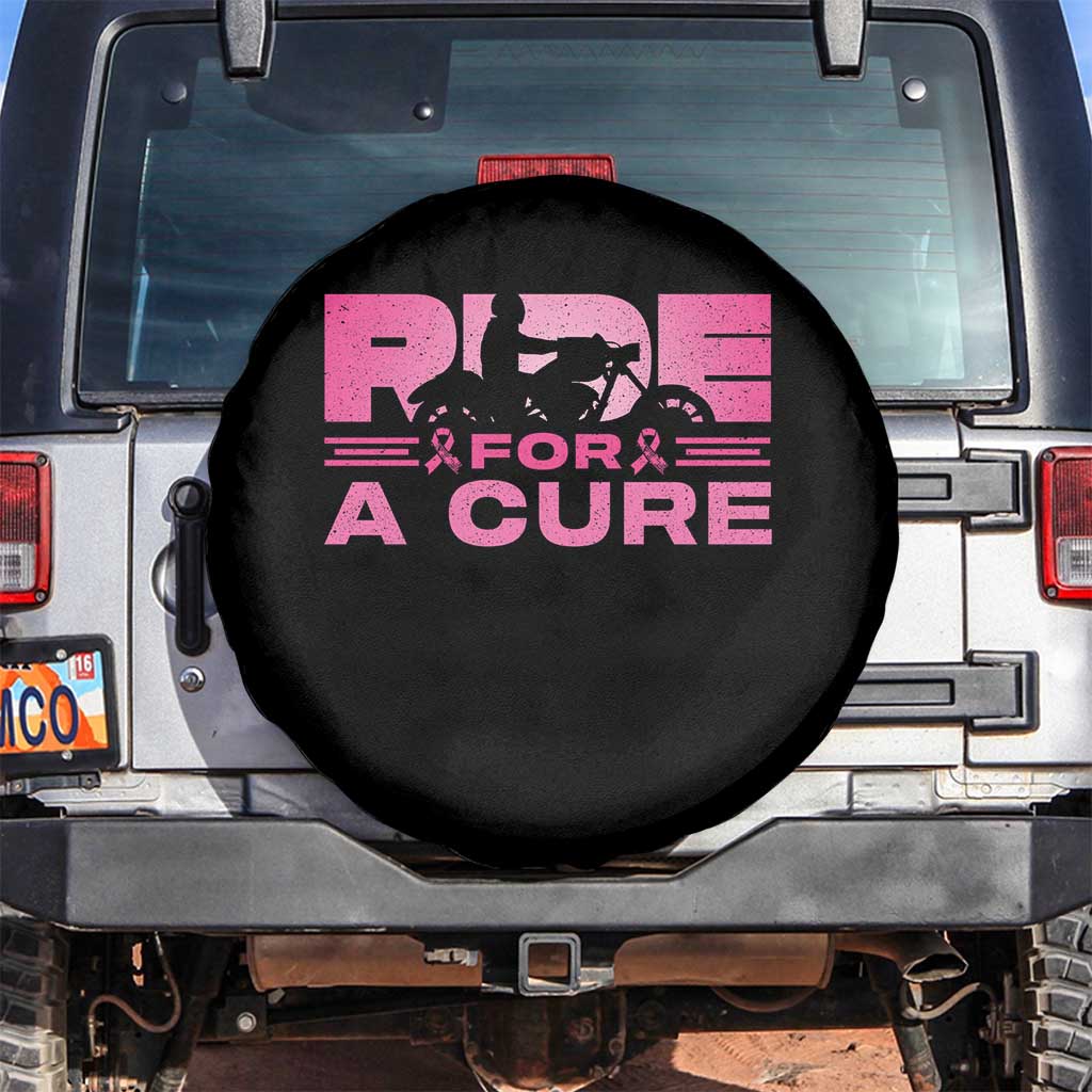 Breast Cancer Motorcycle Spare Tire Cover Pink Ribbon Ride For A Cure TS10 No hole Black Print Your Wear