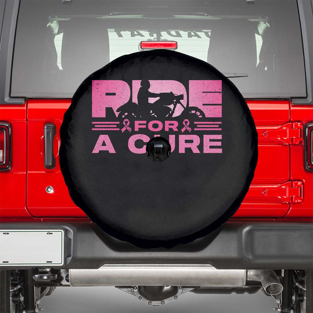 Breast Cancer Motorcycle Spare Tire Cover Pink Ribbon Ride For A Cure TS10 Black Print Your Wear