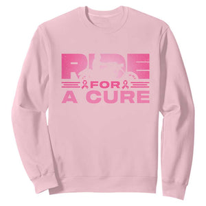Breast Cancer Motorcycle Sweatshirt Pink Ribbon Ride For A Cure TS10 Light Pink Print Your Wear