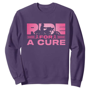 Breast Cancer Motorcycle Sweatshirt Pink Ribbon Ride For A Cure TS10 Purple Print Your Wear