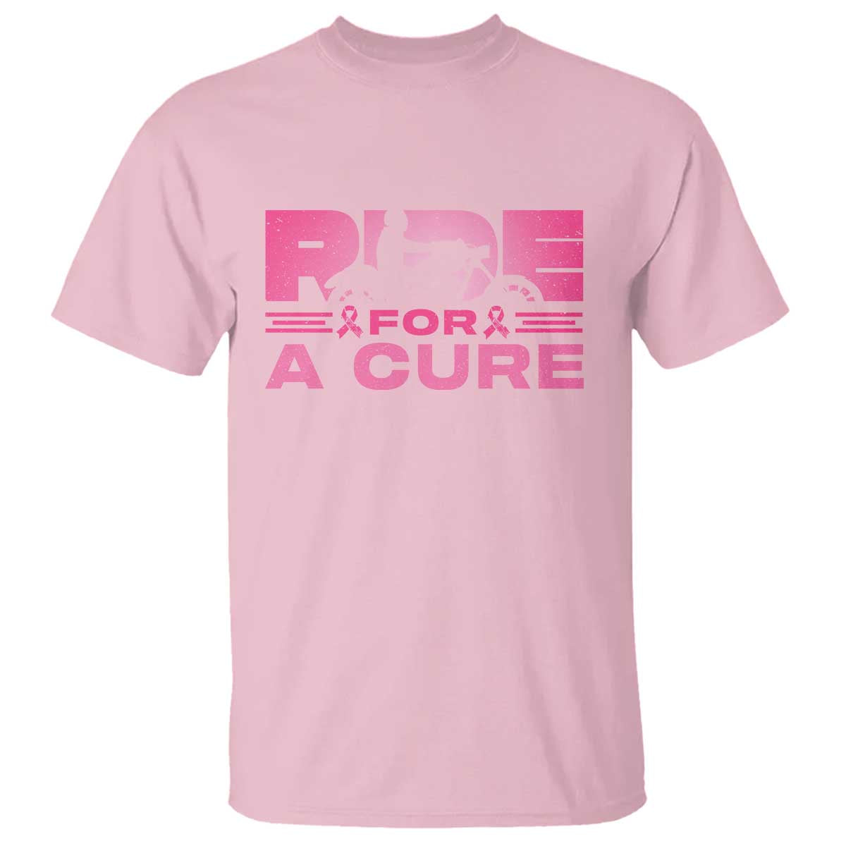 Breast Cancer Motorcycle T Shirt Pink Ribbon Ride For A Cure TS10 Light Pink Print Your Wear