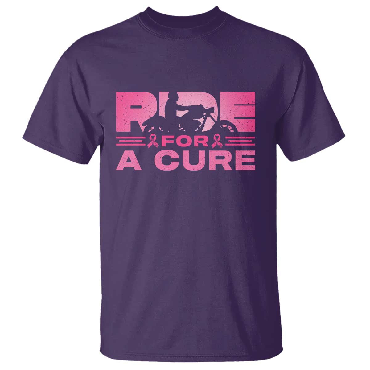 Breast Cancer Motorcycle T Shirt Pink Ribbon Ride For A Cure TS10 Purple Print Your Wear
