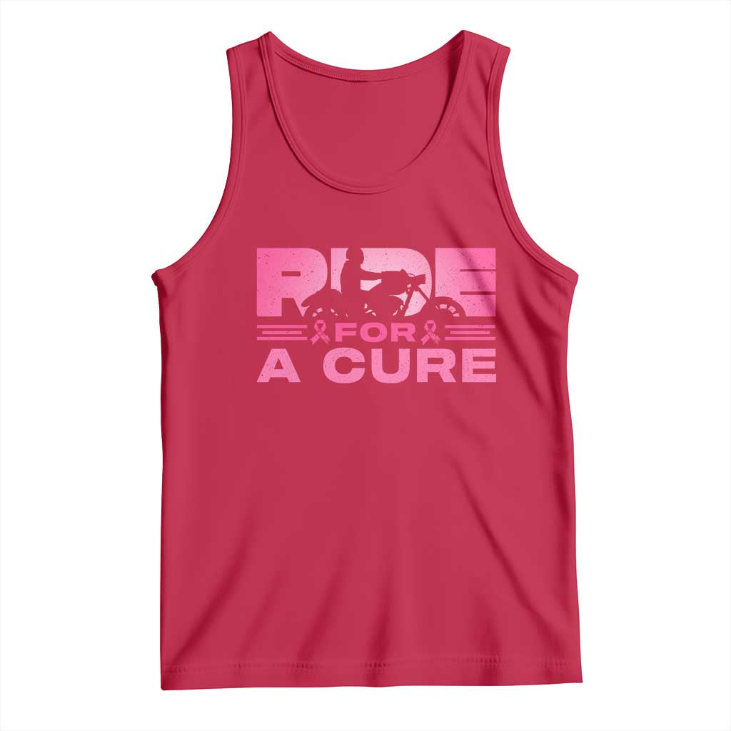 Breast Cancer Motorcycle Tank Top Pink Ribbon Ride For A Cure TS10 Red Print Your Wear