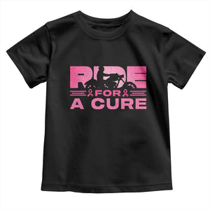Breast Cancer Motorcycle Toddler T Shirt Pink Ribbon Ride For A Cure TS10 Black Print Your Wear