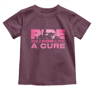 Breast Cancer Motorcycle Toddler T Shirt Pink Ribbon Ride For A Cure TS10 Maroon Print Your Wear