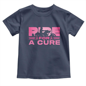Breast Cancer Motorcycle Toddler T Shirt Pink Ribbon Ride For A Cure TS10 Navy Print Your Wear