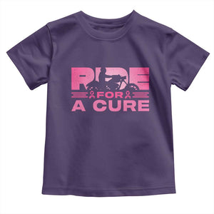 Breast Cancer Motorcycle Toddler T Shirt Pink Ribbon Ride For A Cure TS10 Purple Print Your Wear