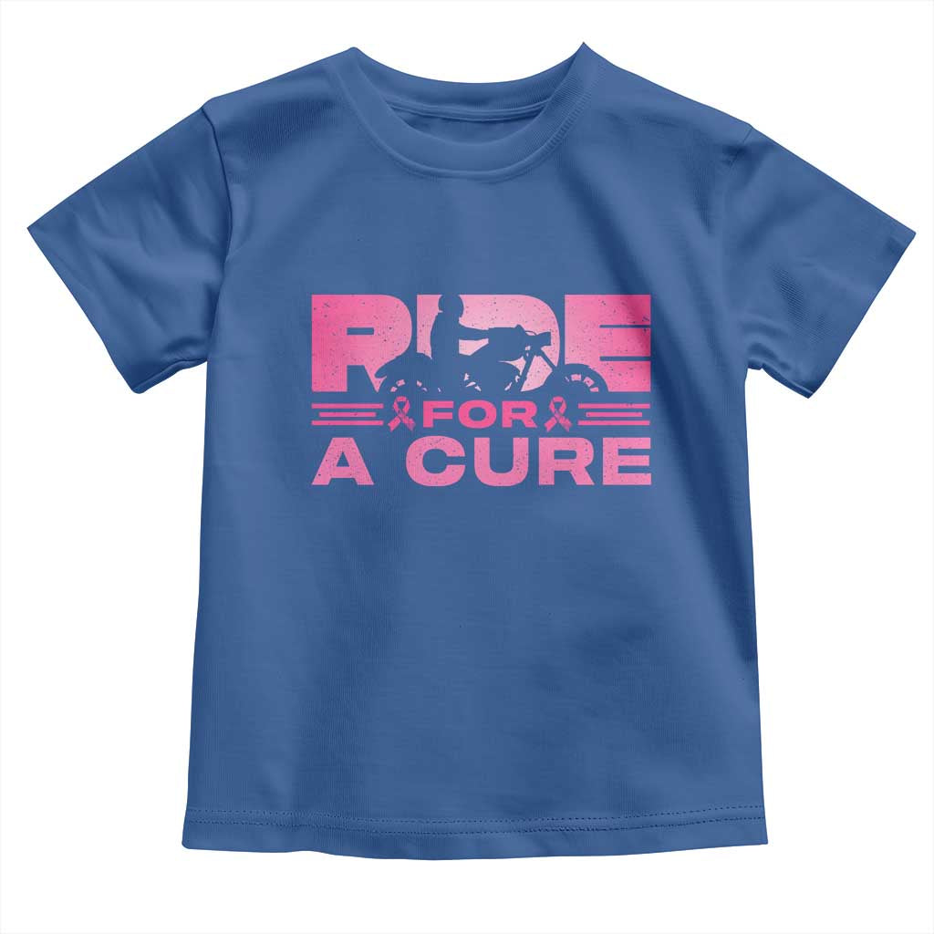 Breast Cancer Motorcycle Toddler T Shirt Pink Ribbon Ride For A Cure TS10 Royal Blue Print Your Wear