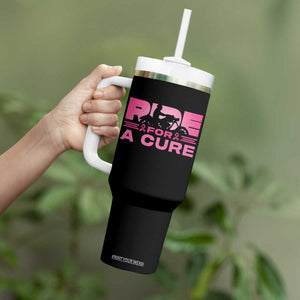 Breast Cancer Motorcycle Tumbler With Handle Pink Ribbon Ride For A Cure TS10 Print Your Wear