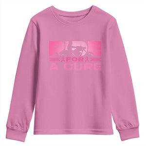 Breast Cancer Motorcycle Youth Sweatshirt Pink Ribbon Ride For A Cure TS10 Azalea Print Your Wear