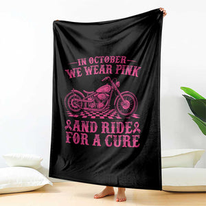 Breast Cancer Motorcycle Throw Blanket In October We Wear Pink Ride For A Cure TS10 Print Your Wear