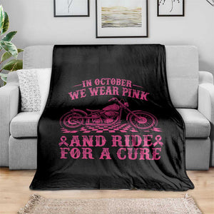 Breast Cancer Motorcycle Throw Blanket In October We Wear Pink Ride For A Cure TS10 Print Your Wear