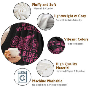 Breast Cancer Motorcycle Throw Blanket In October We Wear Pink Ride For A Cure TS10 Print Your Wear