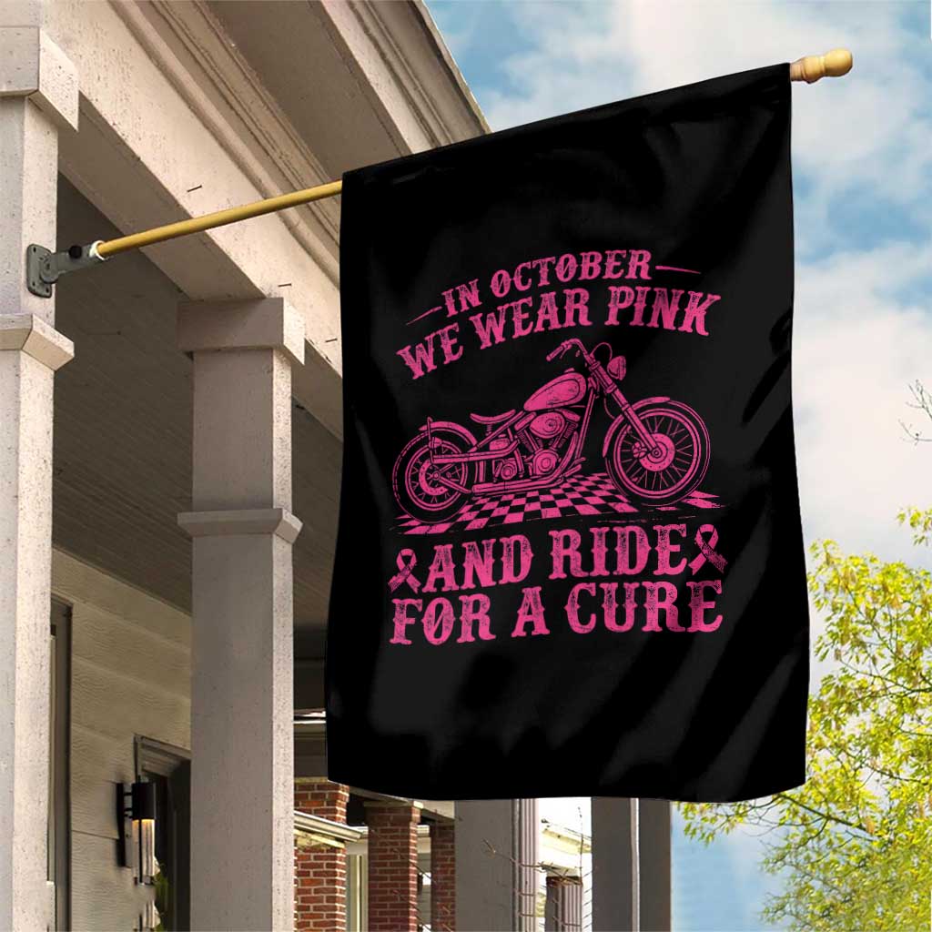 Breast Cancer Motorcycle Garden Flag In October We Wear Pink Ride For A Cure TS10 Print Your Wear
