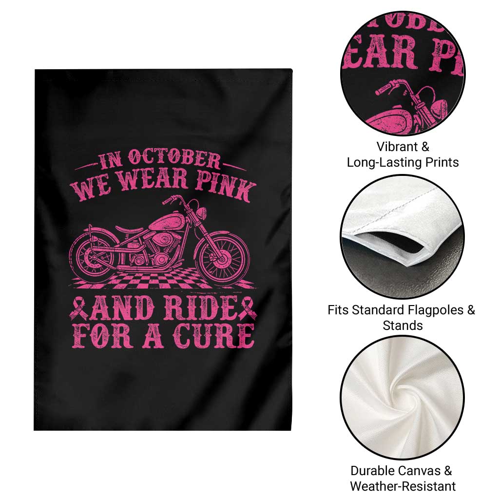 Breast Cancer Motorcycle Garden Flag In October We Wear Pink Ride For A Cure TS10 Print Your Wear