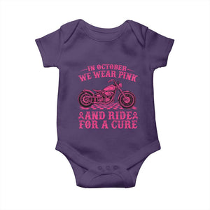 Breast Cancer Motorcycle Baby Onesie In October We Wear Pink Ride For A Cure TS10 Purple Print Your Wear