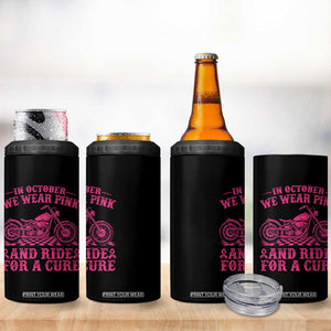 Breast Cancer Motorcycle 4 in 1 Can Cooler Tumbler In October We Wear Pink Ride For A Cure TS10 Print Your Wear